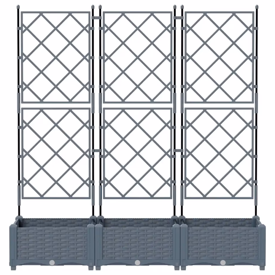 Aia istutuskastid trellisega, 3 tk, helehall teras, 120 x 40 x 125,5 cm – 5