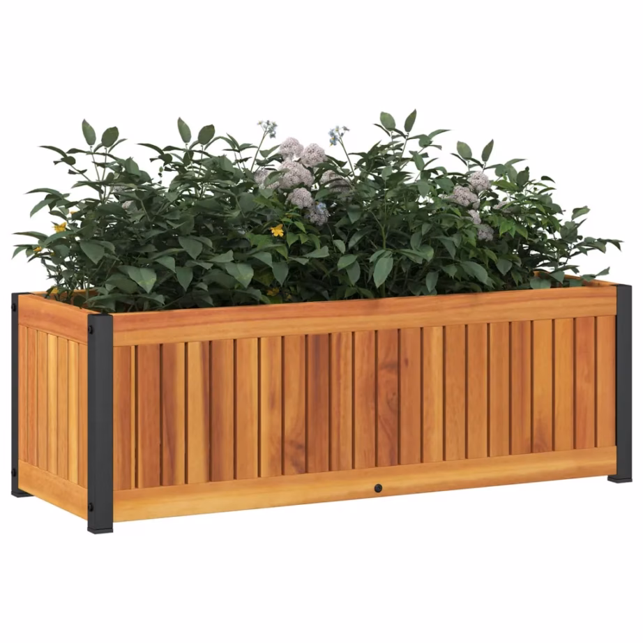 Aia taimekast akaatsiapuidust ja terasest, pruun, 80 x 30 x 27,5 cm – 3