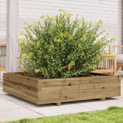 Pruun aia taimekast immutatud männipuidust, 100 x 100 x 26,5 cm