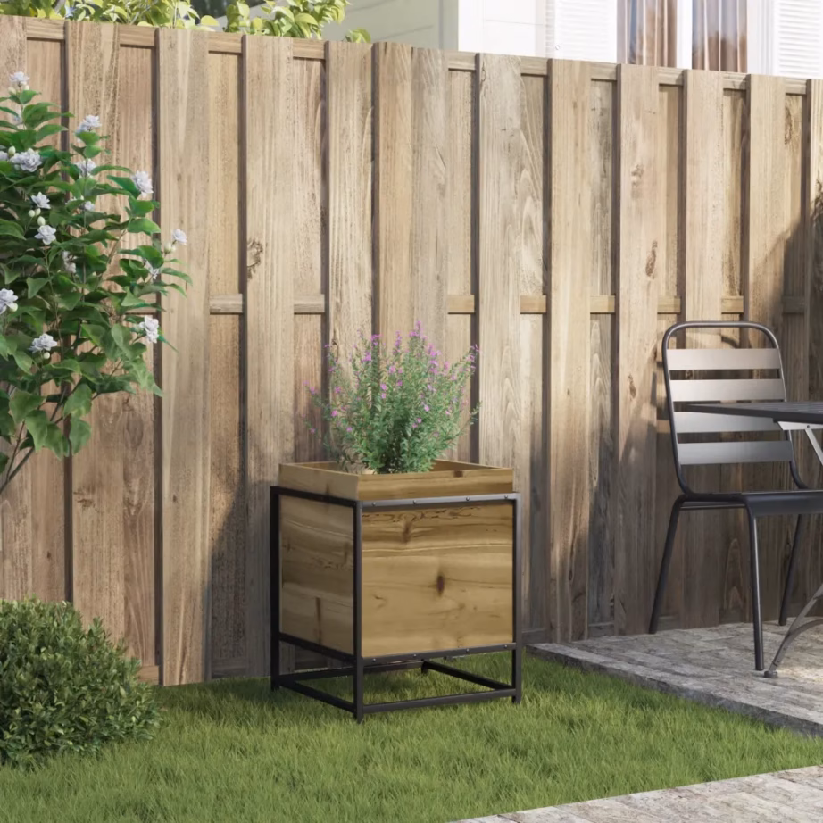 Aia taimekast immutatud männipuidust terasraamiga, 40 x 40 x 50 cm – 3