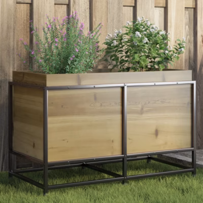 Aia taimekast terasraamiga, immutatud männipuit, pruun, 80 x 40 x 50 cm