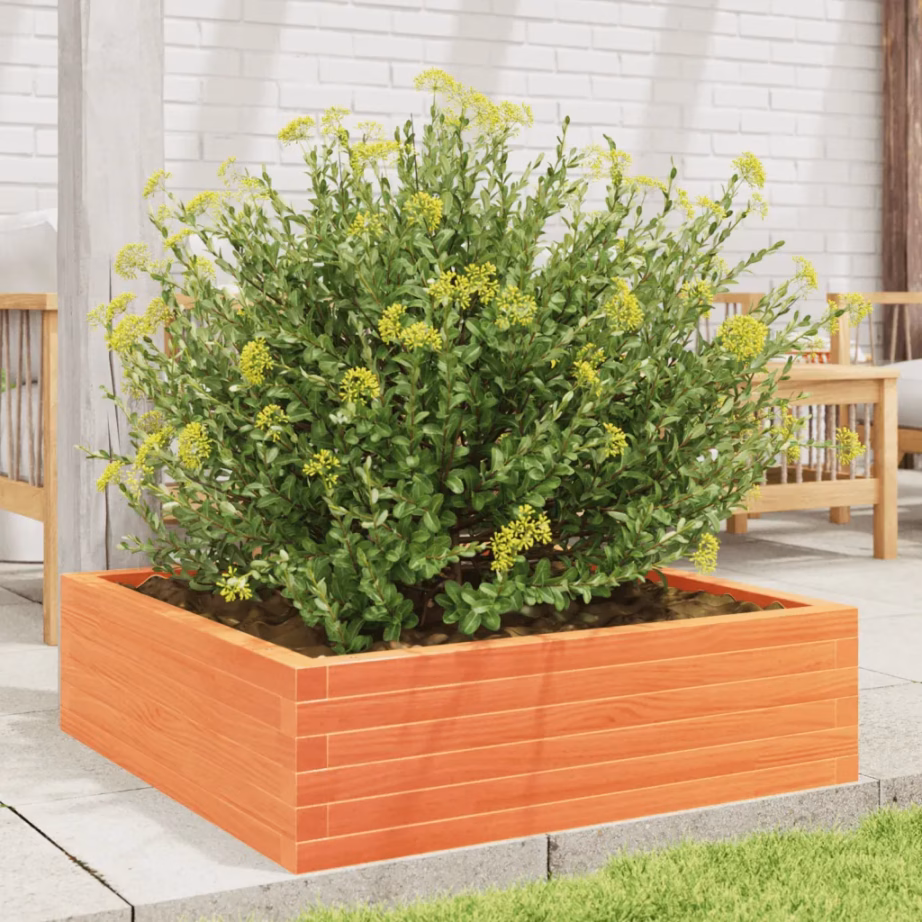 Aia taimekast avatud põhjaga, vahapruun männipuidust, 80 x 80 x 23 cm – 3