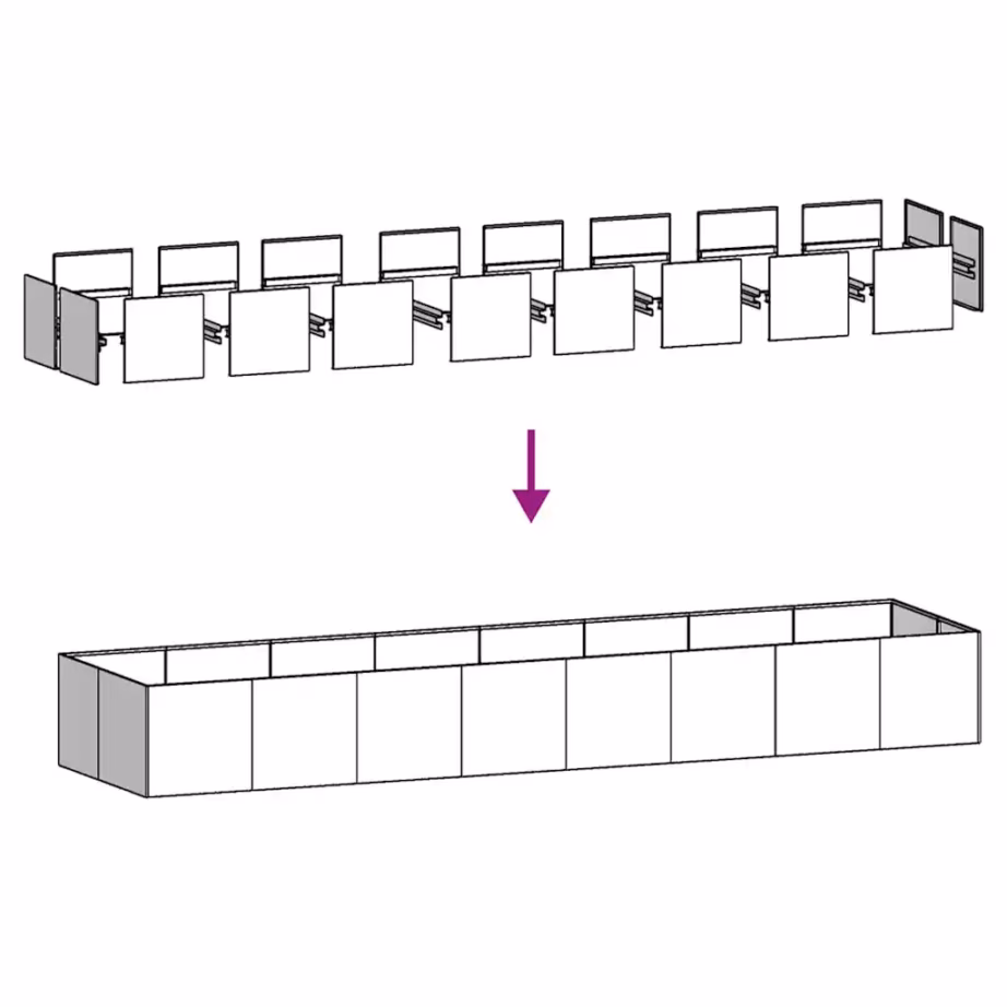 Oliiviroheline aia taimekast külmvaltsitud terasest, 360 x 80 x 40 cm – 6