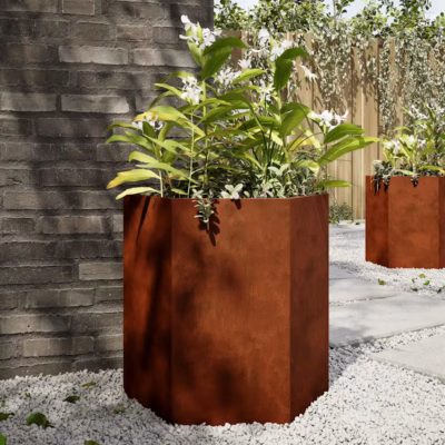 Aia taimekastid, kuusnurkne, ilmastikukindel teras, pruun, 2 tk, 46 x 40 x 45 cm