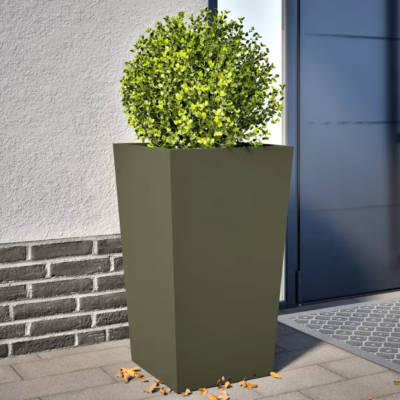 Aia taimekastid põhjaga, 2 tk, oliiviroheline külmvaltsitud teras, 45 x 45 x 75 cm
