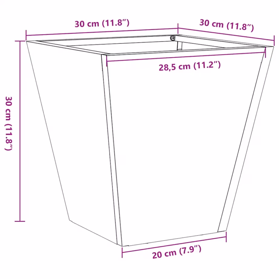 Aia taimekastid põhjaga, 2 tk, tsingitud teras, hõbedane, 30 x 30 x 30 cm – 13