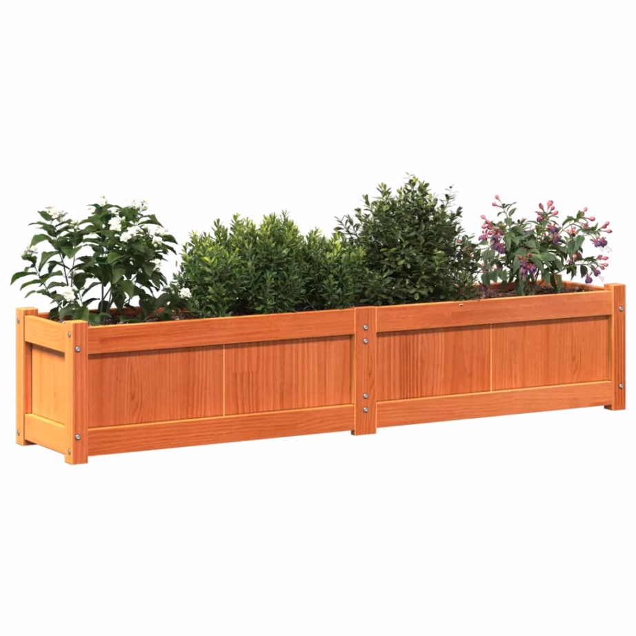 Aia taimekastid, 2 tk, vahapruunist männipuidust, 150 x 31 x 31 cm – 4