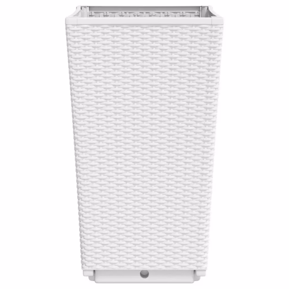 Kõrged aia taimekastid rotangiviimistlusega, 2 tk, valge, 32,5 x 32,5 x 57 cm, PP – 5