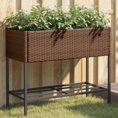 Aia taimekastid riiuliga, 2 tk, pruun polürotang, 90 x 40 x 75 cm