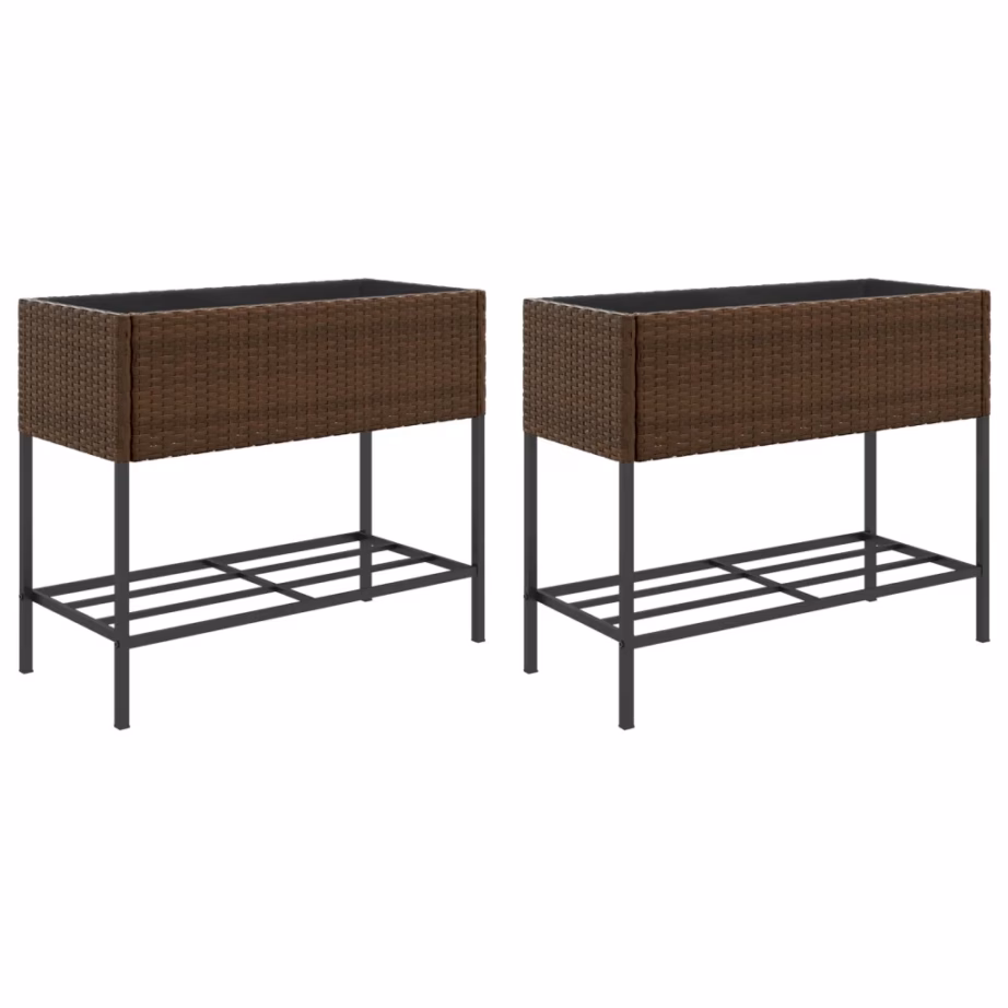 Aia taimekastid riiuliga, 2 tk, pruun polürotang, 90 x 40 x 75 cm – 2