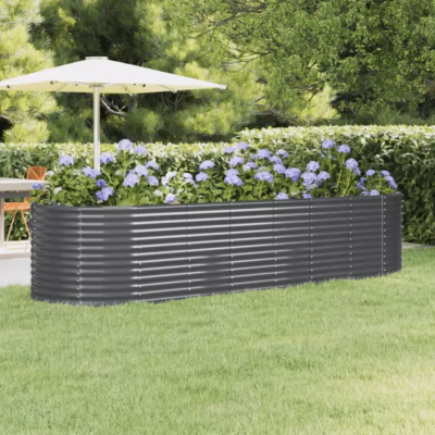 Aia galvaniseeritud terasest ovaalne taimelava, antratsiithall, 322 x 100 x 68 cm