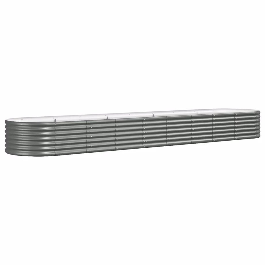 Ovaalne aia taimelava galvaniseeritud terasest, hall, 368 x 80 x 36 cm – 2