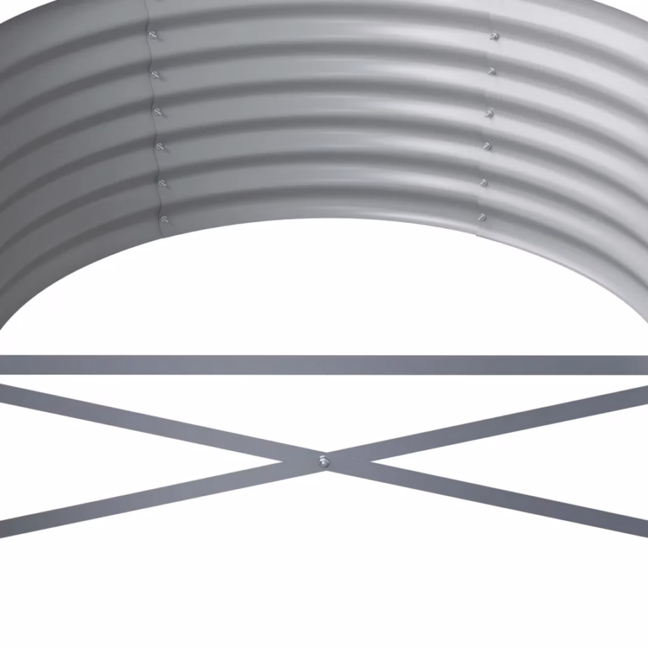 Ovaalne aia taimelava galvaniseeritud terasest, hall, 368 x 80 x 36 cm – 5