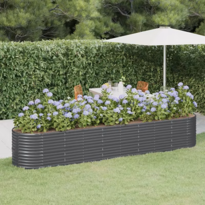 Aia taimelava galvaniseeritud terasest, ovaalne, antratsiithall, 368 x 80 x 68 cm