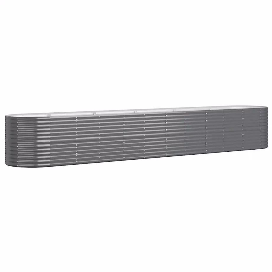 Ovaalne aia taimelava galvaniseeritud terasest, antratsiithall, 440 x 80 x 68 cm – 2