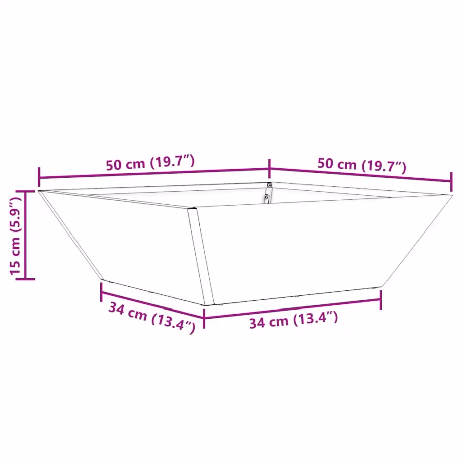 Trapetsikujuline metallist aiaistutusnõude komplekt, 5 tk, antratsiit, 50 x 50 x 15 cm – 13