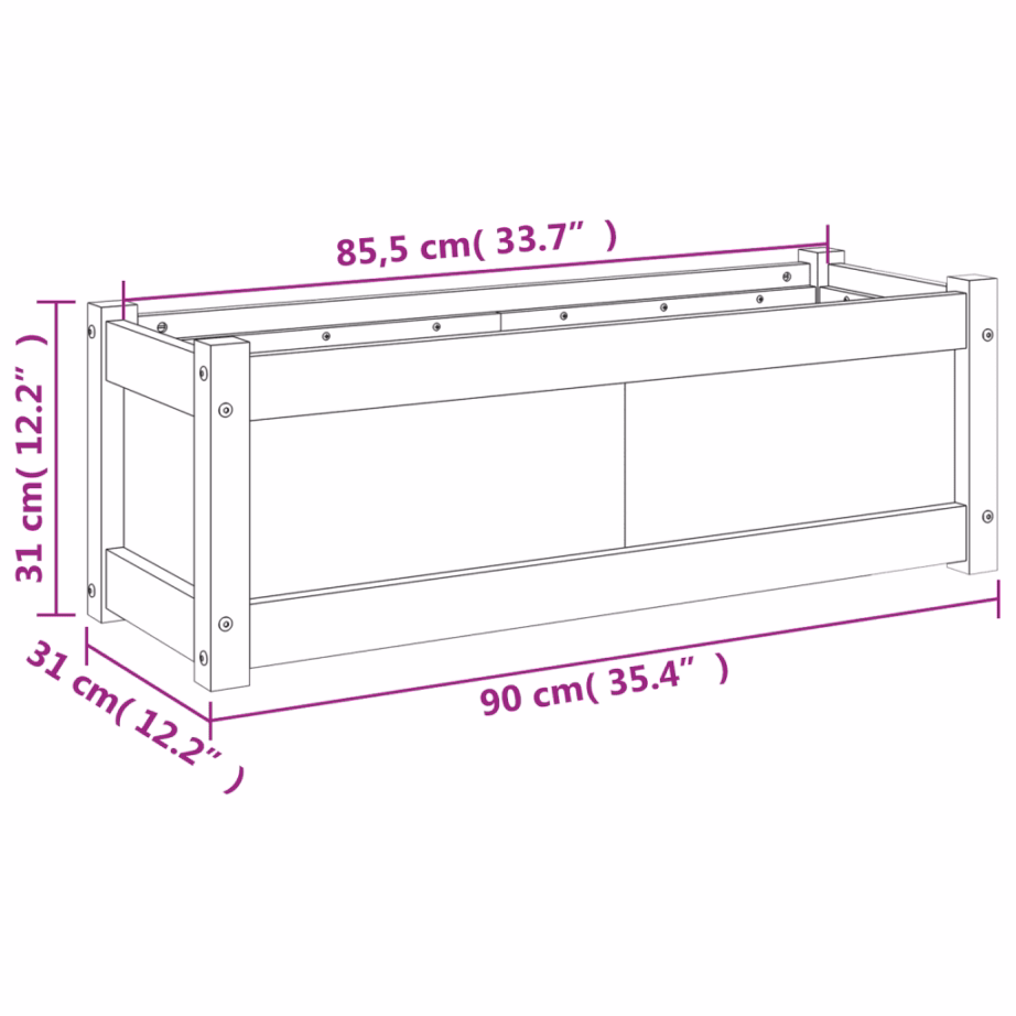 Aiataimekast 90 x 31 x 31 cm, töötlemata männipuidust – 11