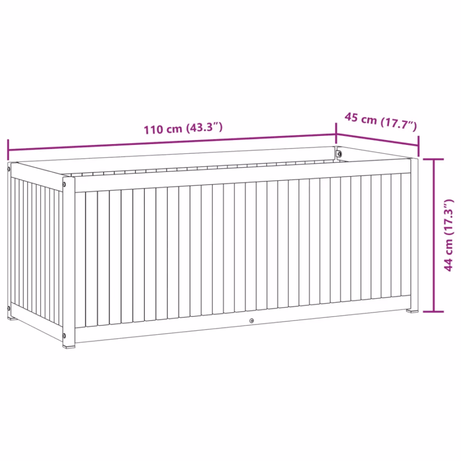 Akaatsiapuidust aia taimekast terasraamiga, pruun, 110 x 45 x 44 cm – 9