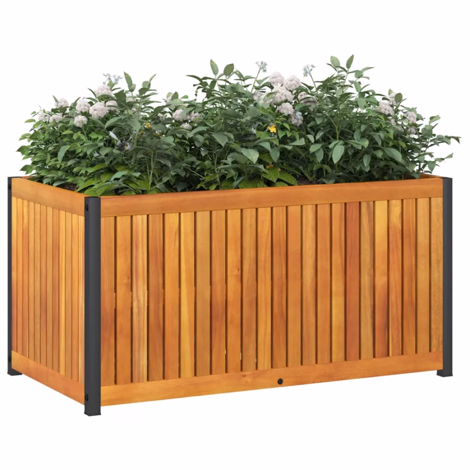 Aia taimekast akaatsiapuidust ja terasraamiga, 85 x 45 x 44 cm – 3