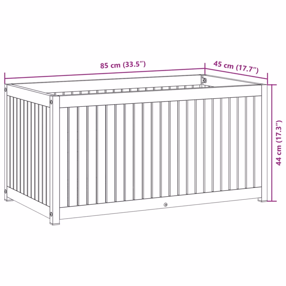 Aia taimekast akaatsiapuidust ja terasraamiga, 85 x 45 x 44 cm – 9