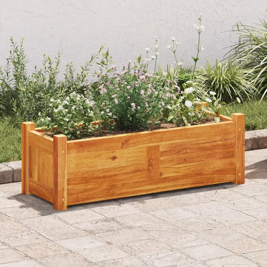 Õliviimistlusega akaatsiapuidust taimelava, pruun, 76 x 27,6 x 25 cm – 3