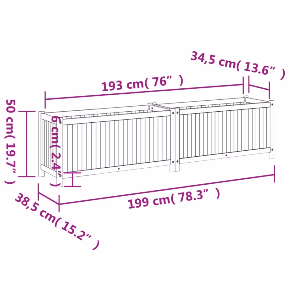 Akaatsiapuidust taimelava lausriidest kotiga, 199 x 38,5 x 50 cm – 9