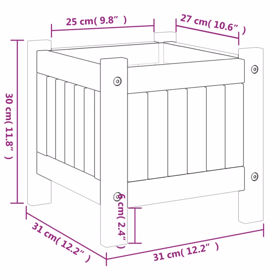 Voodriga taimelava lausriidest kotiga, akaatsiapuit, 31 x 31 x 30 cm – 8