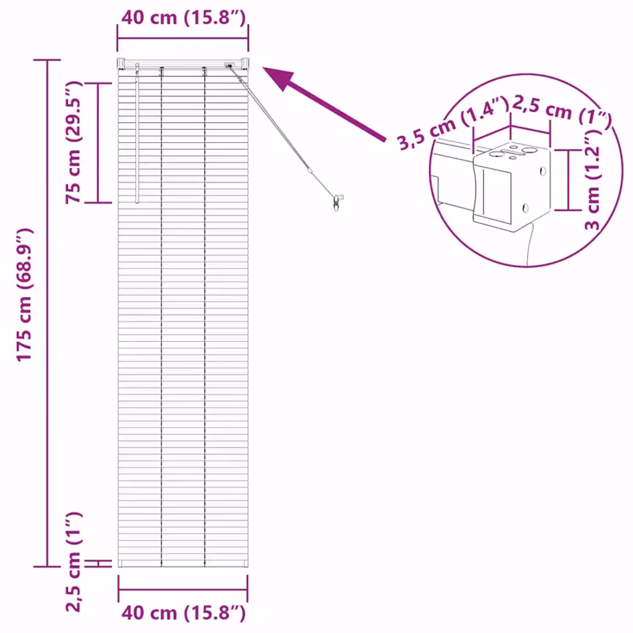Valge alumiiniumist veneetsia ruloo, 175 x 40 cm – 13