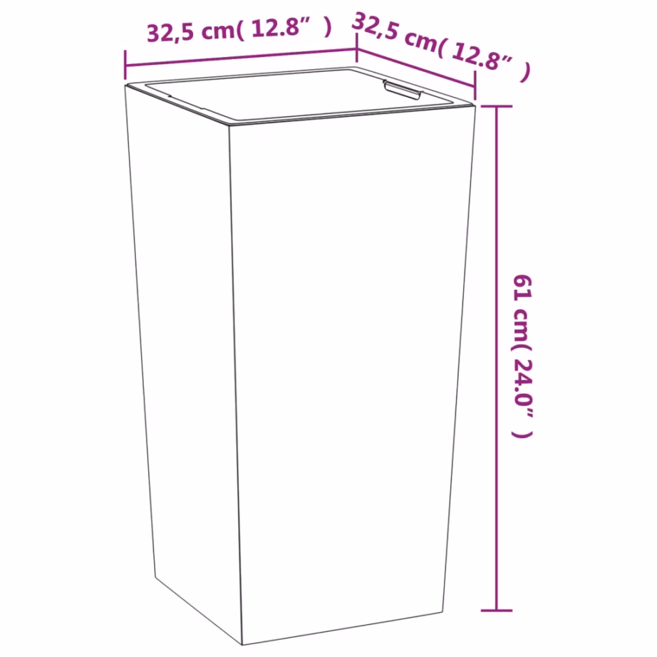 Kõrge taimekast eemaldatava sisekastiga, betooni välimusega, antratsiithall, 49 l, PP, 32,5 x 32,5 x 61 cm – 7