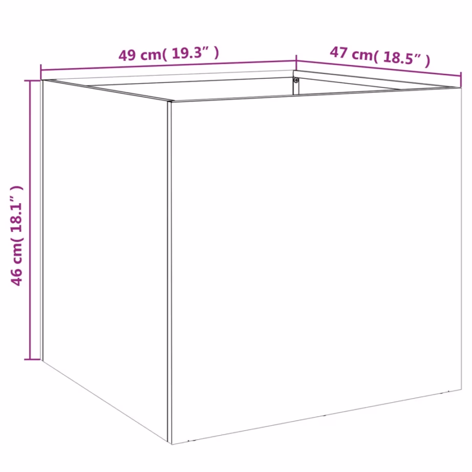 Antratsiithall terasest taimekast, külmvaltsitud teras, 49 x 47 x 46 cm – 11