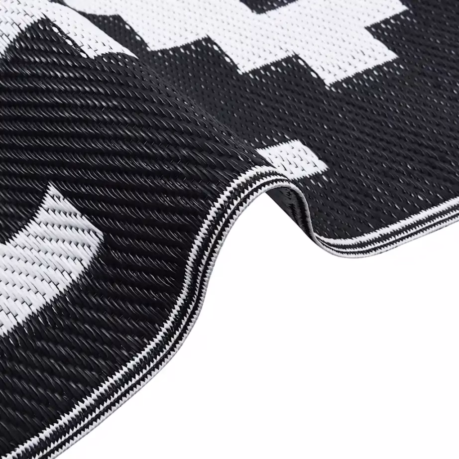 Pööratav UV-kindel õuevaip ARAKIL, valge-must jacquard, 160 x 230 cm, PP – 4