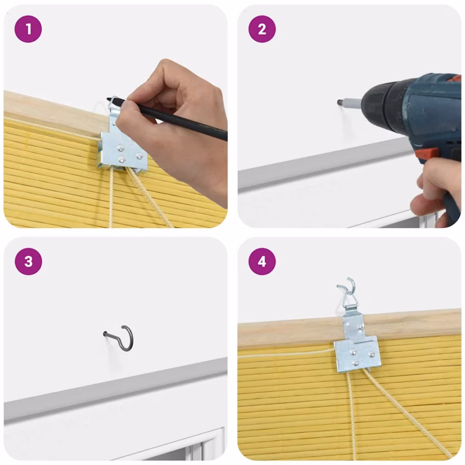 Bambusest kollane rulookardin aknale, 80 x 160 cm – 10