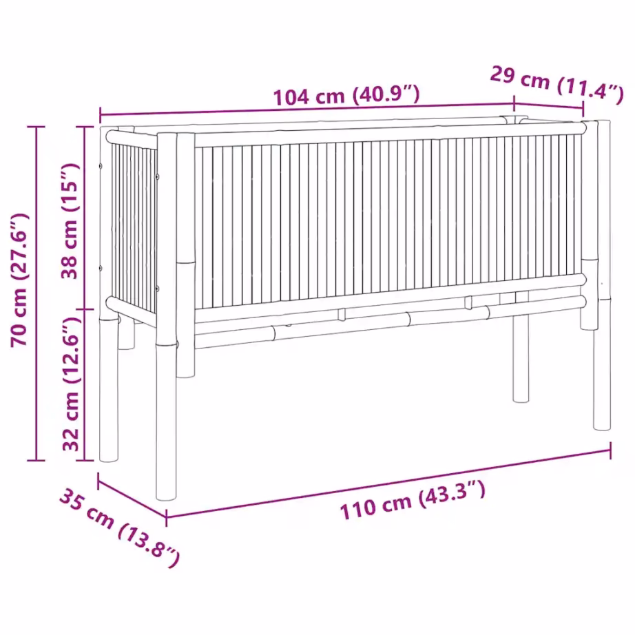 Kõrge bambusest istutuspeenar, pruun, 110 x 35 x 70 cm – 12