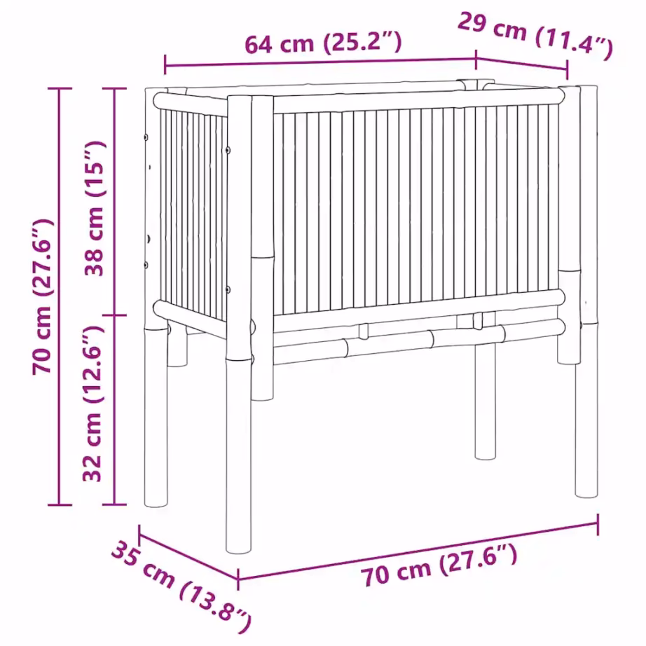Bambusest kõrge peenar, pruun, 70 x 35 x 70 cm – 12
