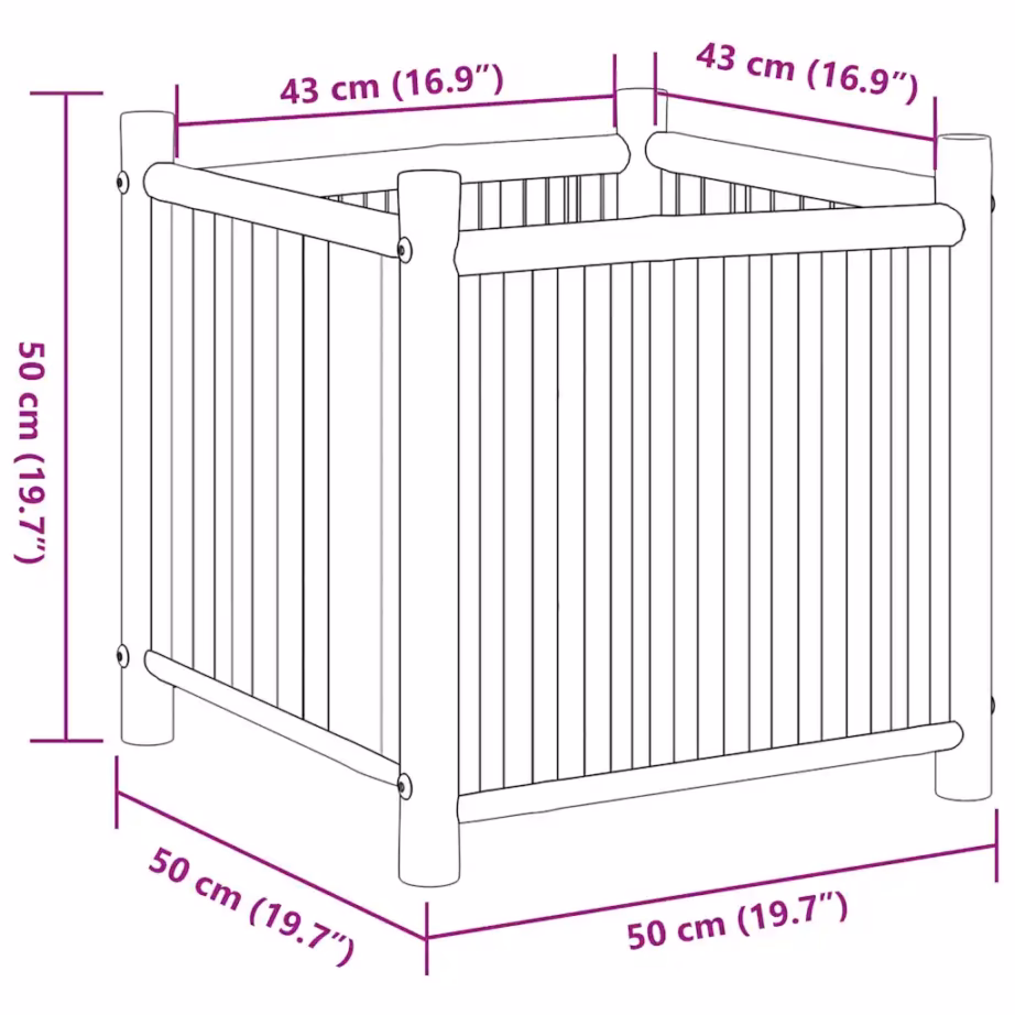 Bambusest kõrgendatud taimekast, pruun, 50 x 50 x 50 cm – 8