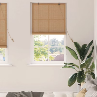 Pruun bambusest rulookardin, 90 x 220 cm, siseruumidesse