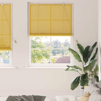 Kollane bambusest rulookardin UV-kaitsega, 120 x 220 cm