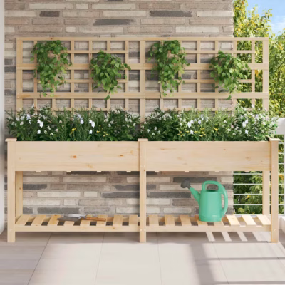 Aia istutuskast trellise ja riiuliga, beež kuusepuit, 203,5 x 54 x 152,5 cm