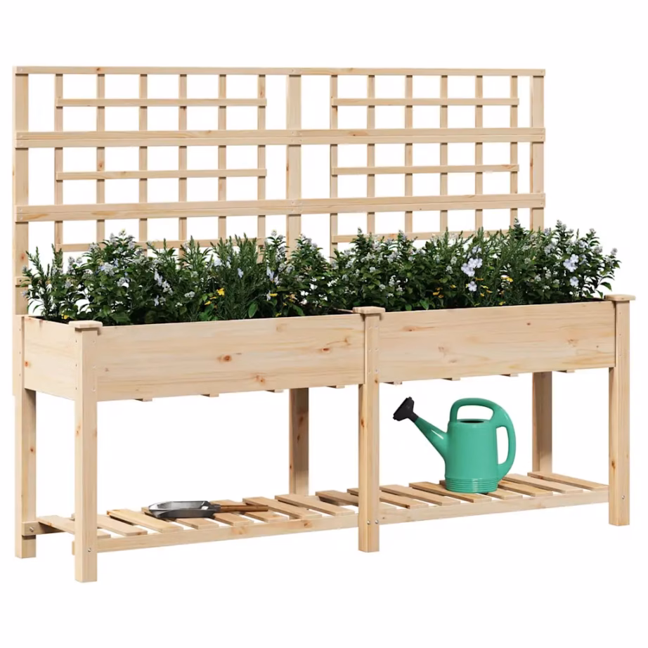 Aia istutuskast trellise ja riiuliga, beež kuusepuit, 203,5 x 54 x 152,5 cm – 3