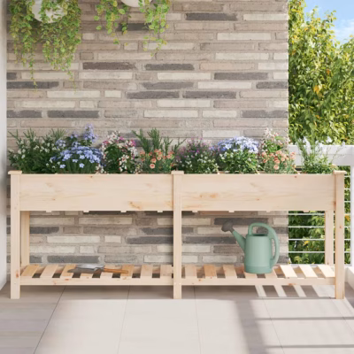 Aia istutuskast alumise riiuliga, beež kuusepuidust, 203,5 x 53 x 76,5 cm