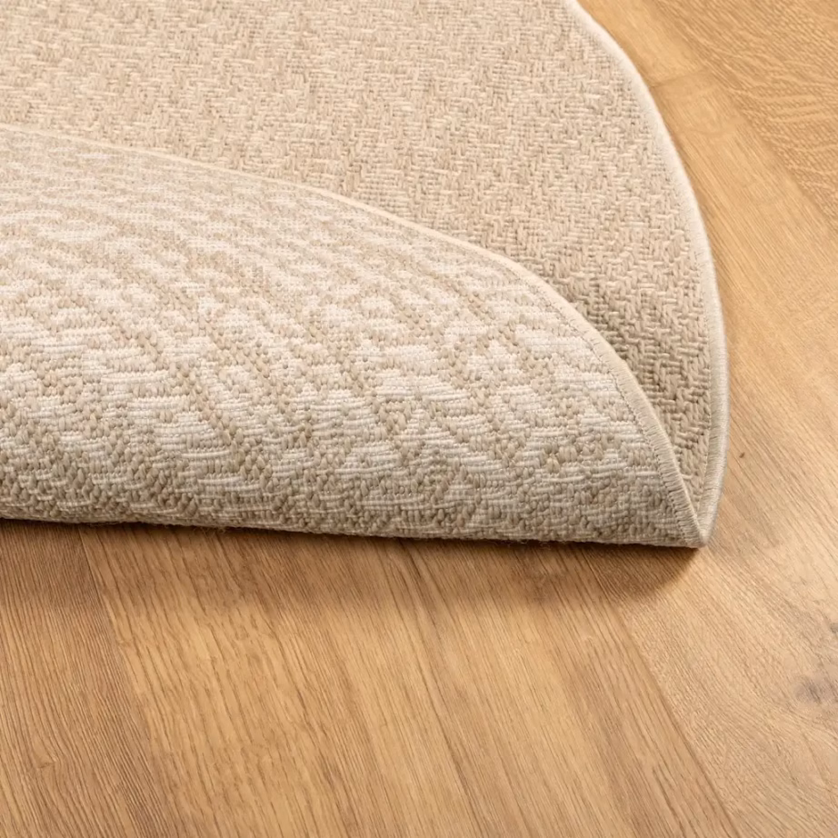 Beež ümmargune sise- ja õuevaip ZIZUR, džuudiefektiga, PP, UV-kindel, Ø 160 cm – 5