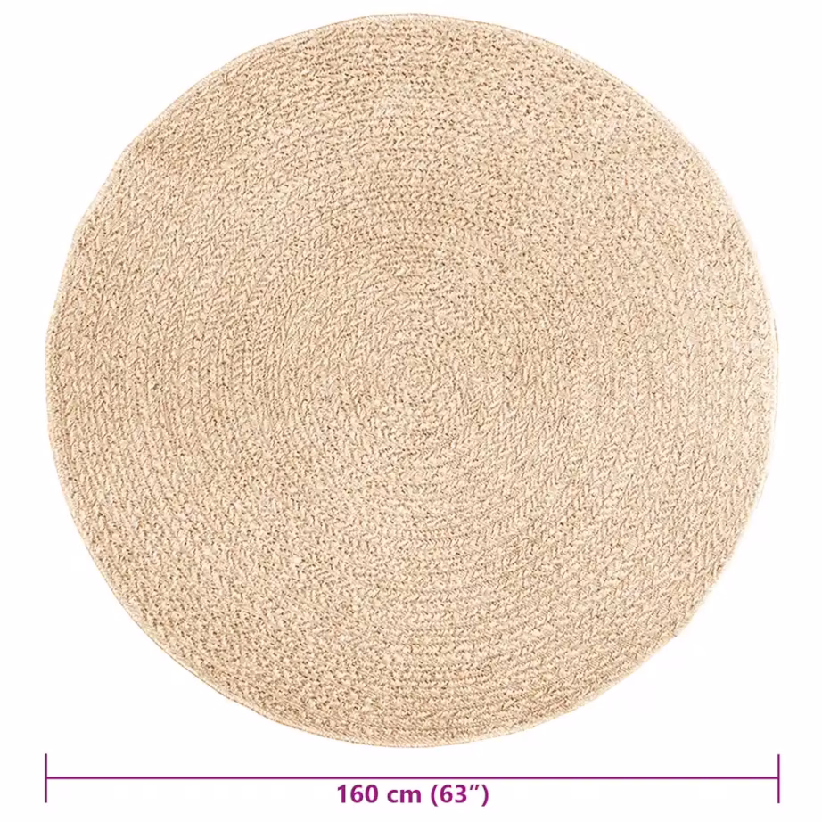 Beež ümmargune sise- ja õuevaip ZIZUR, džuudiefektiga, PP, UV-kindel, Ø 160 cm – 9