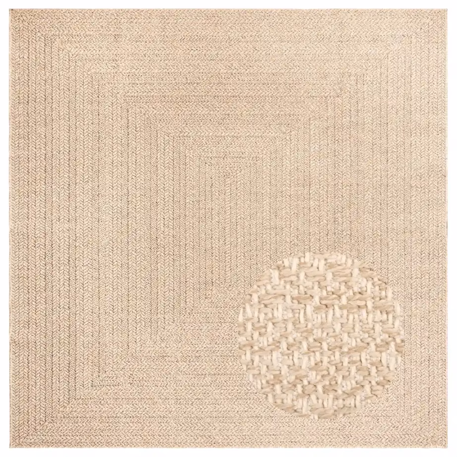 Beež sise- ja õuevaip džuudiefektiga, 240 x 240 cm, polüpropüleen, ZIZUR – 4