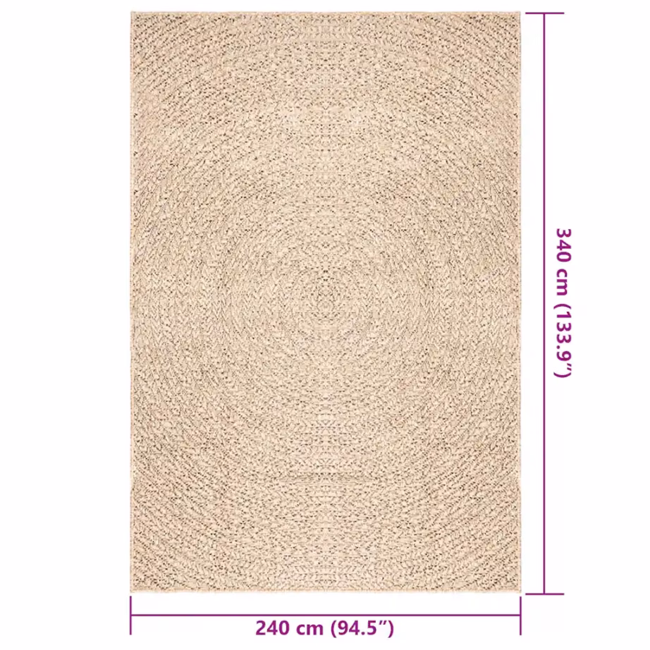 Beež sise- ja õuevaip ZIZUR džuudi välimusega, 240 x 340 cm – 7