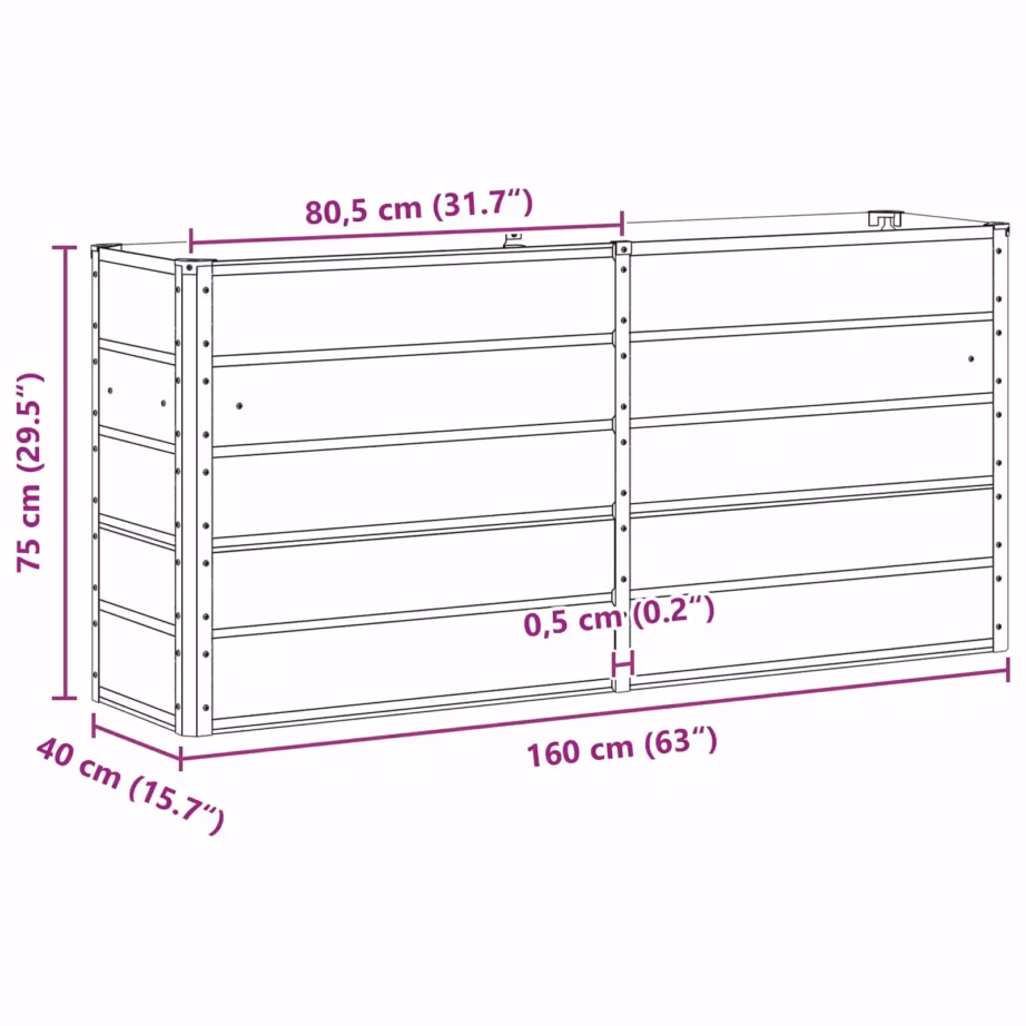 Beež terasraamiga plastpaneelidest taimekast, 160 x 40 x 75 cm – 7