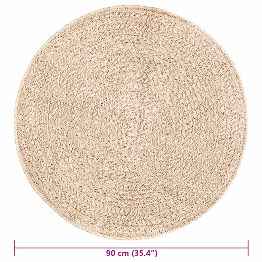 Ümmargune džuudi välimusega vaip ZIZUR, beež, tuppa ja õue, Ø 90 cm – 8
