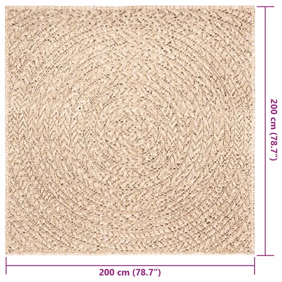 Ümmargune vaip ZIZUR tuppa ja õue, beež, 200 cm, džuudi välimusega – 7