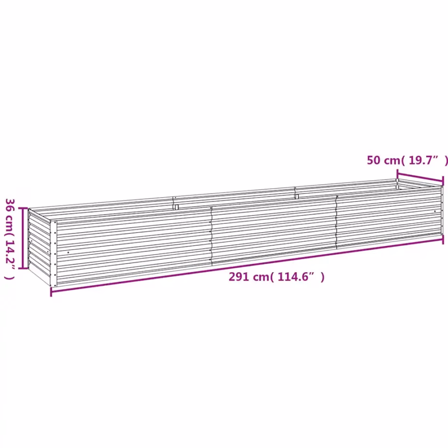 Corten-terasest aiapeenar, roostepruun, 291 x 50 x 36 cm – 7