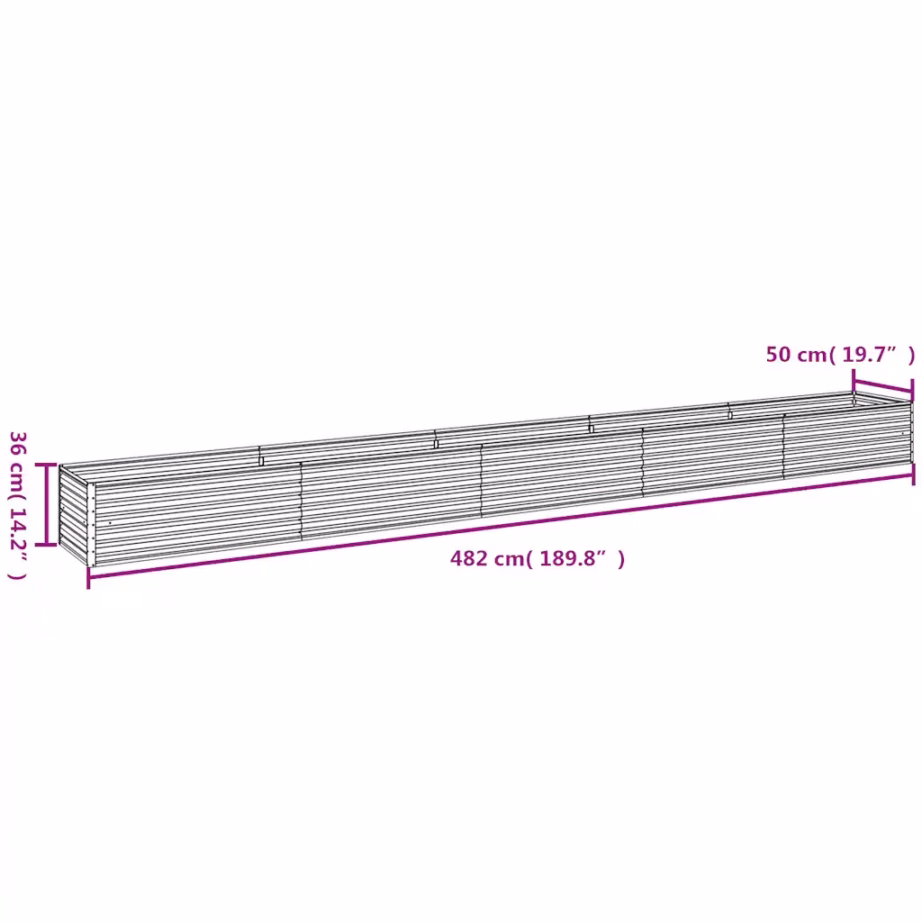 Corten-terasest aiapeenar, roostepruun, 482 x 50 x 36 cm – 7