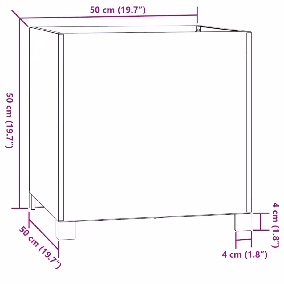 Jalgadega Corten-terasest taimekast, roostevärvi, 50 x 50 x 50 cm – 10